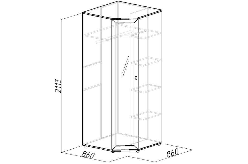 Шкаф угловой 2 Милана орех
