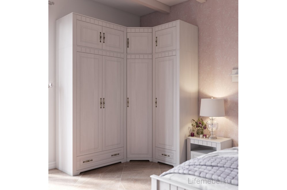 Шкаф угловой Прованс бодега белая / патина премиум