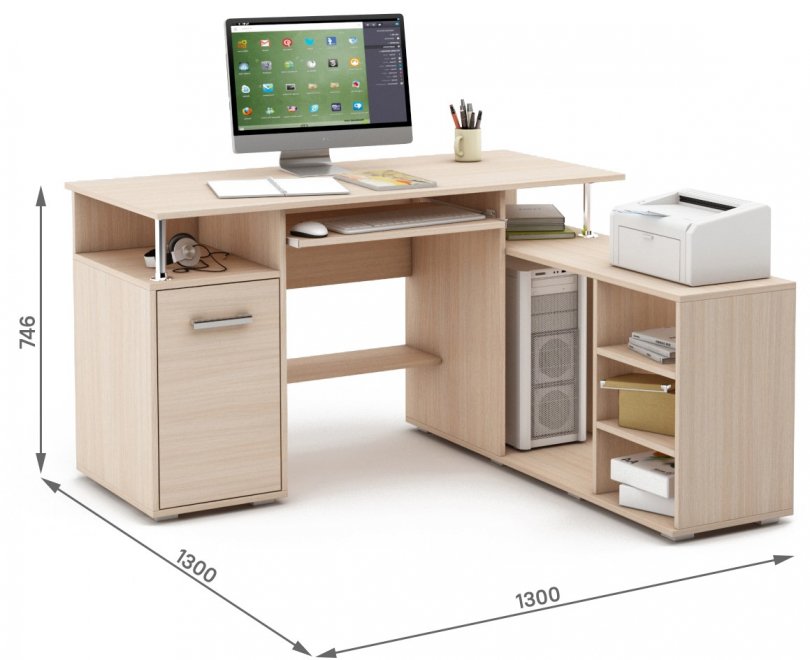 Компьютерный стол Амбер-10К дуб молочный