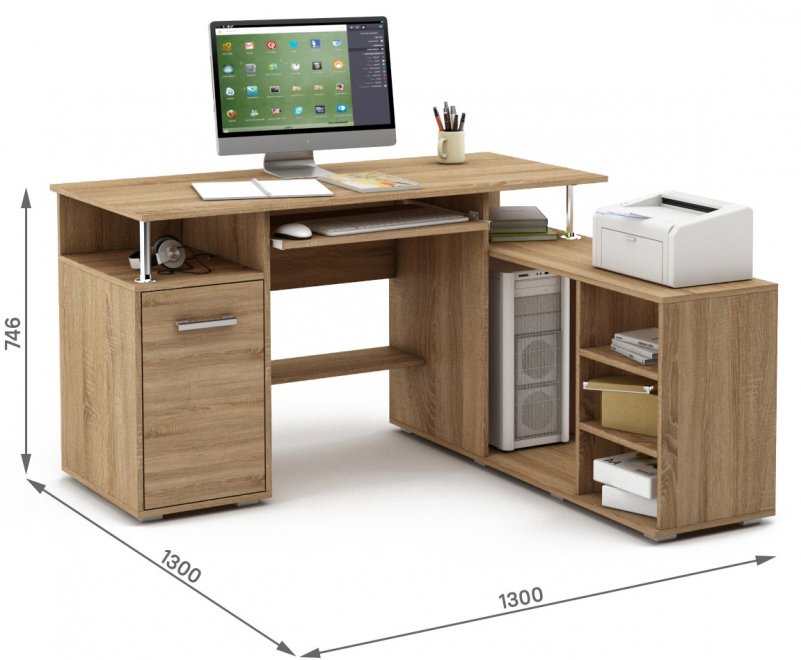 Компьютерный стол Амбер-10К дуб сонома