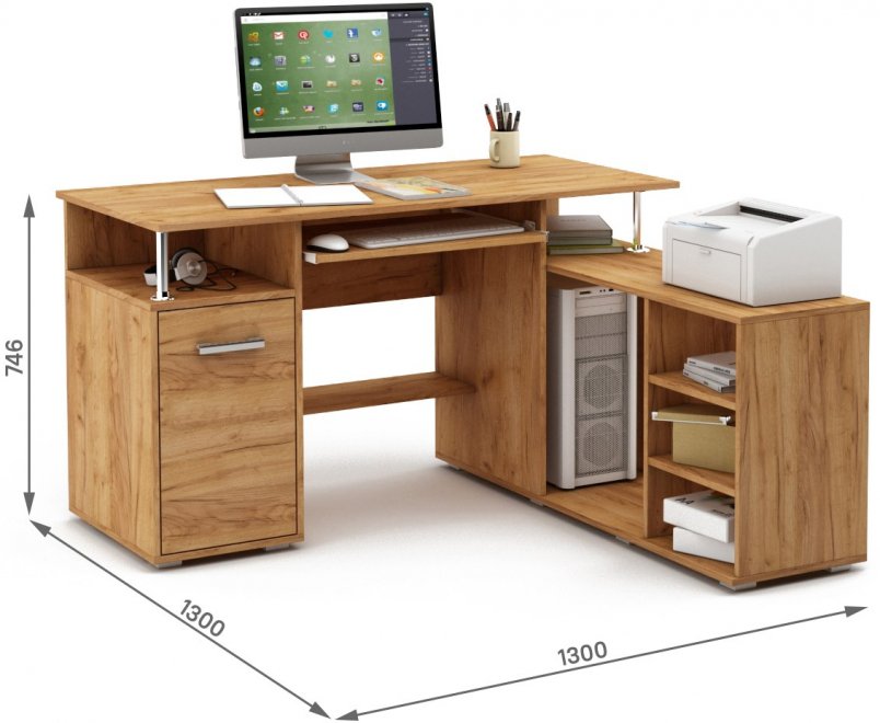 Компьютерный стол Амбер-10К дуб золотистый