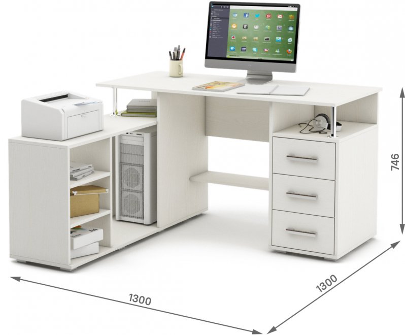 Компьютерный стол Амбер-11 белый