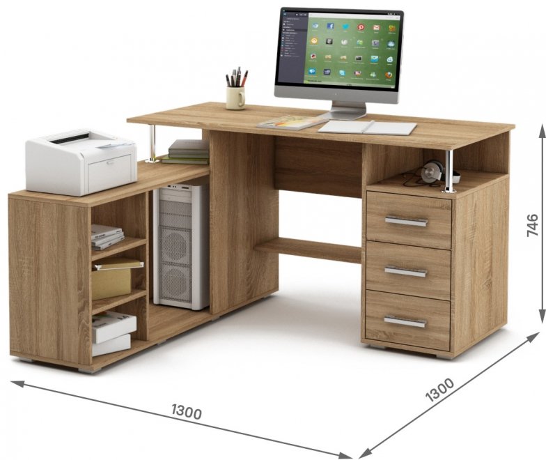 Компьютерный стол Амбер-11 дуб сонома