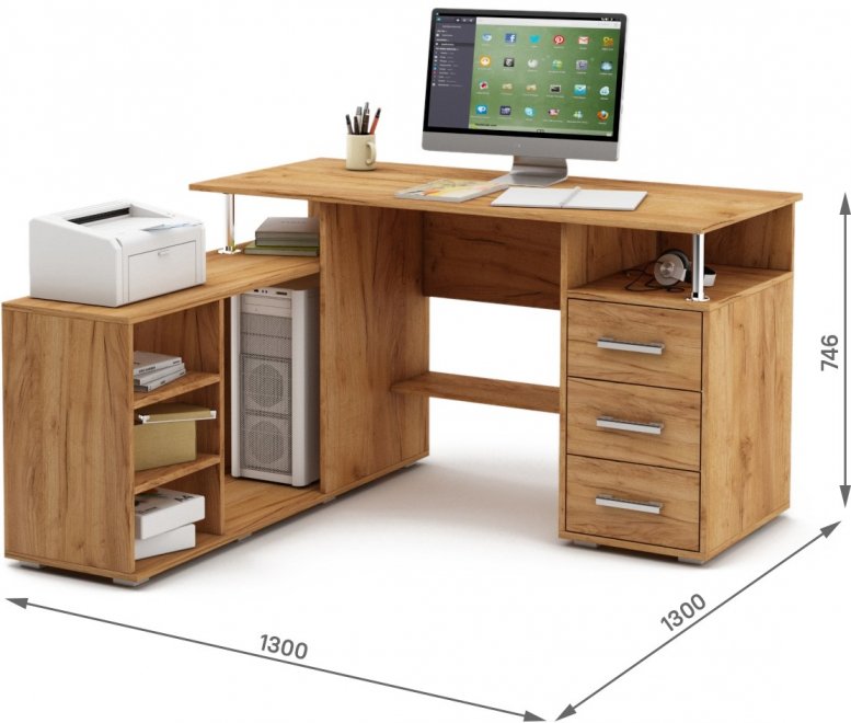 Компьютерный стол Амбер-11 дуб золотистый