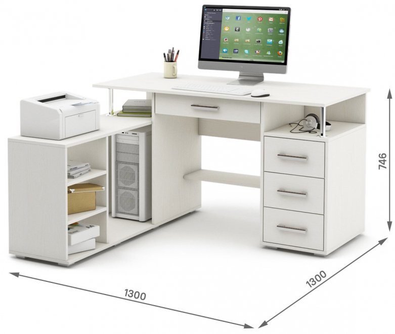 Компьютерный стол Амбер-11Я белый