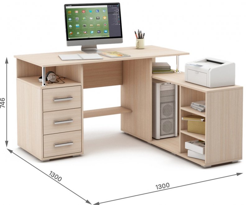 Компьютерный стол Амбер-12 дуб молочный