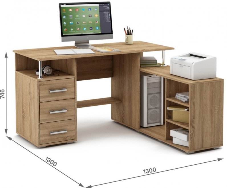 Компьютерный стол Амбер-12 дуб сонома
