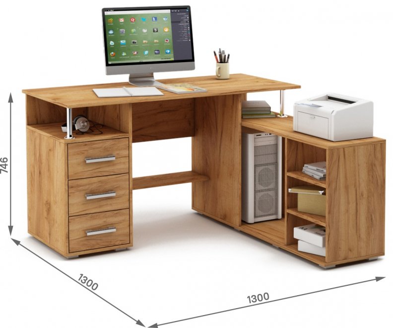 Компьютерный стол Амбер-12 дуб золотистый