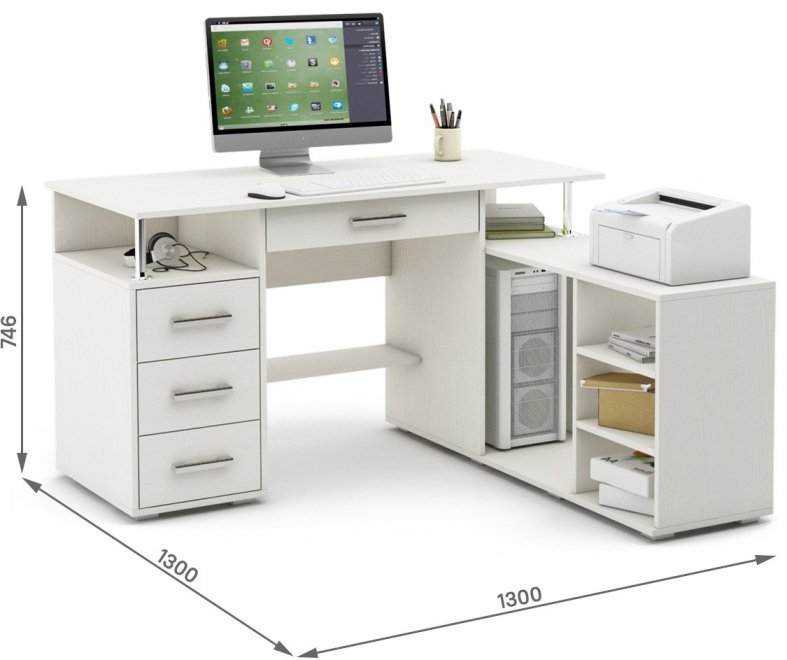Компьютерный стол Амбер-12Я белый