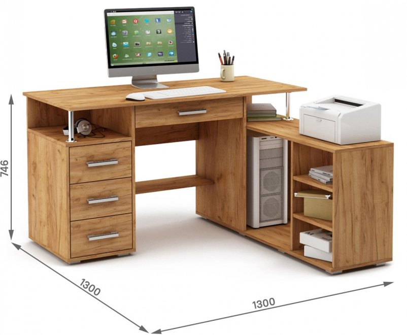 Компьютерный стол Амбер-12Я дуб золотистый