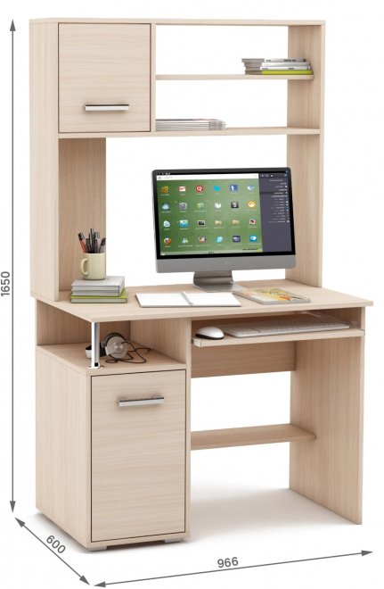 Компьютерный стол Амбер-14К дуб молочный