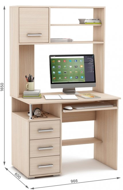 Компьютерный стол Амбер-16К дуб молочный