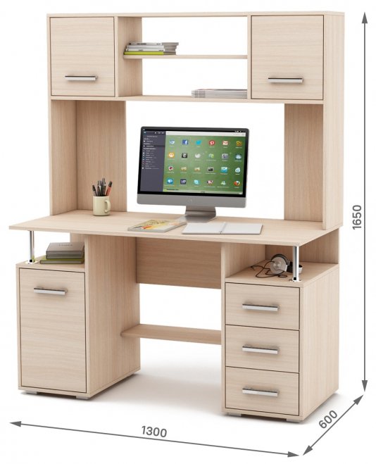 Компьютерный стол Амбер-18 дуб молочный