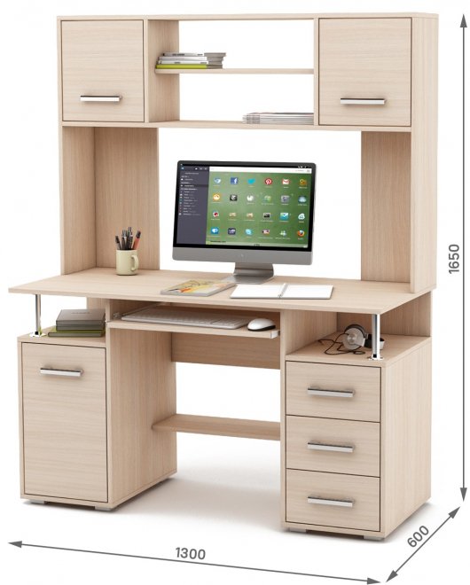 Компьютерный стол Амбер-18К дуб молочный