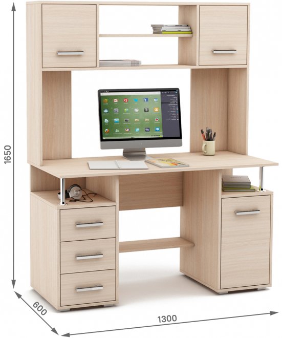 Компьютерный стол Амбер-19 дуб молочный