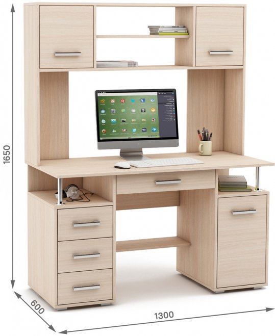 Компьютерный стол Амбер-19Я дуб молочный