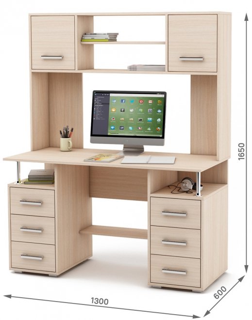 Компьютерный стол Амбер-20 дуб молочный