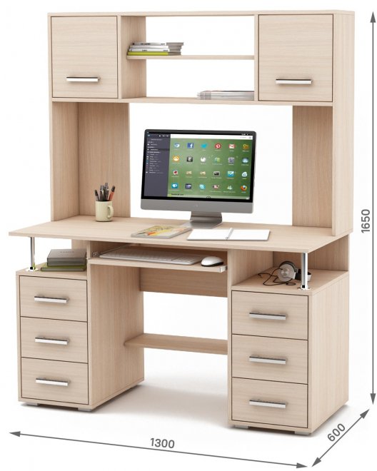 Компьютерный стол Амбер-20К дуб молочный