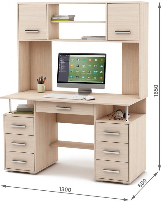 Компьютерный стол Амбер-20Я дуб молочный