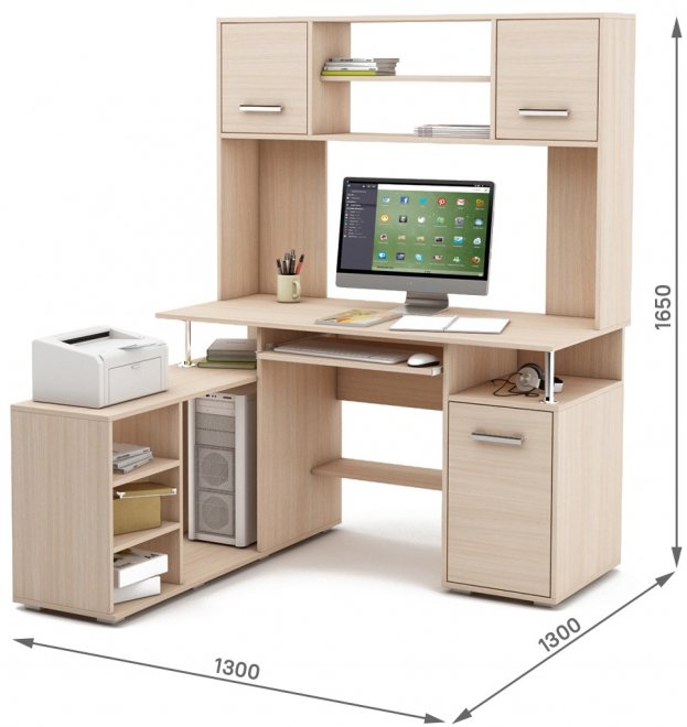 Компьютерный стол Амбер-21К дуб молочный