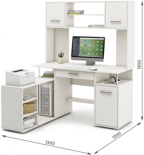 Компьютерный стол Амбер-21Я белый