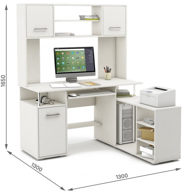 Компьютерный стол Амбер-22К белый