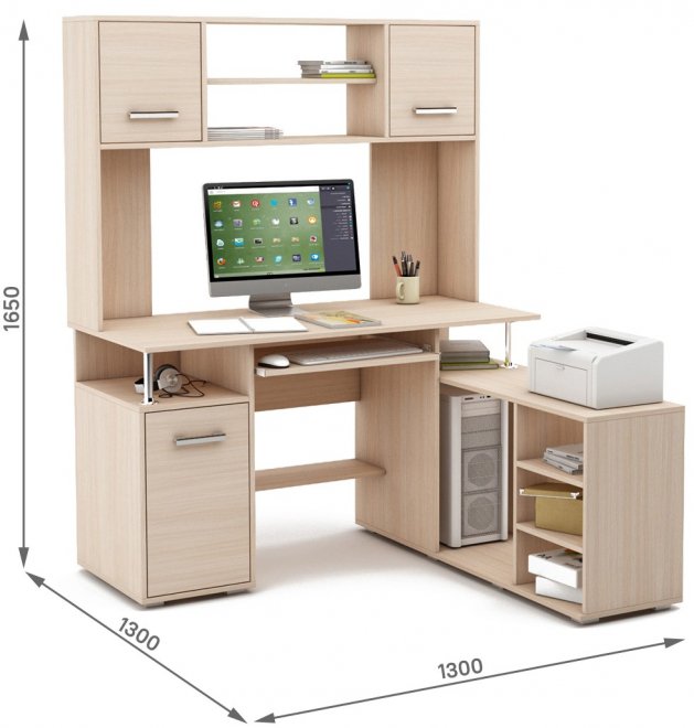 Компьютерный стол Амбер-22К дуб молочный