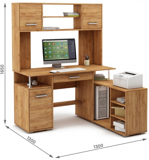 Компьютерный стол Амбер-22Я дуб золотистый