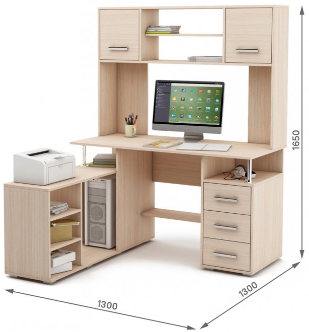 Компьютерный стол Амбер-23 дуб молочный