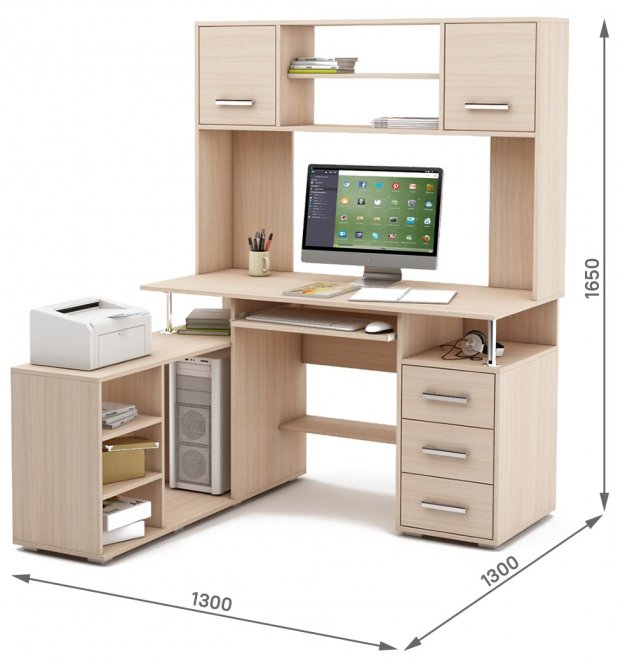 Компьютерный стол Амбер-23К дуб молочный