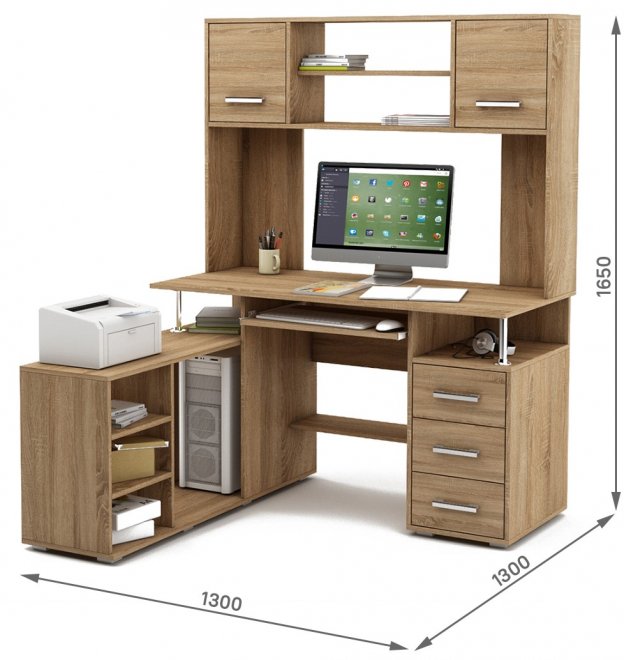 Компьютерный стол Амбер-23К дуб сонома