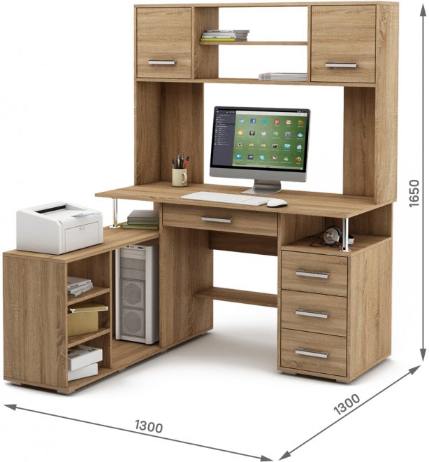 Компьютерный стол Амбер-23Я дуб сонома