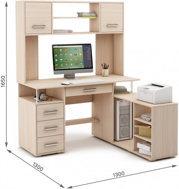 Компьютерный стол Амбер-24Я дуб молочный