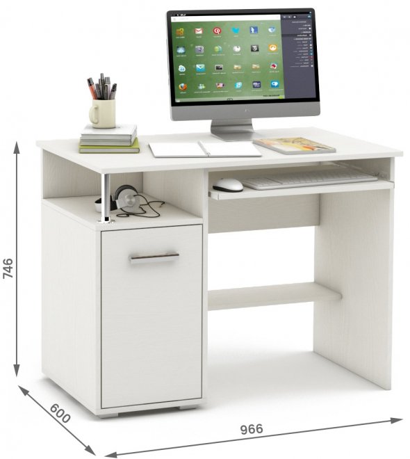 Компьютерный стол Амбер-2К белый