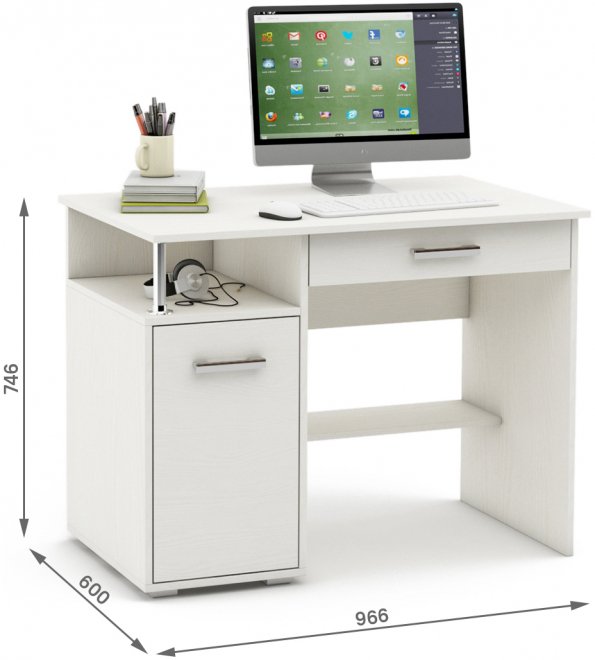 Компьютерный стол Амбер-2Я белый