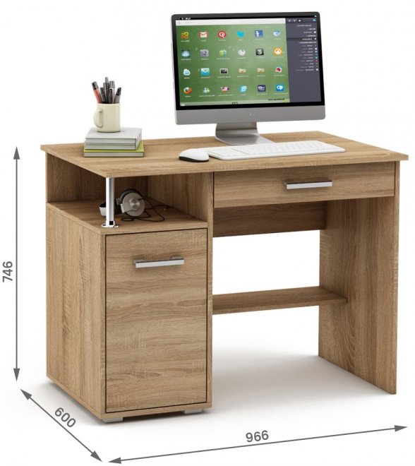 Компьютерный стол Амбер-2Я дуб сонома