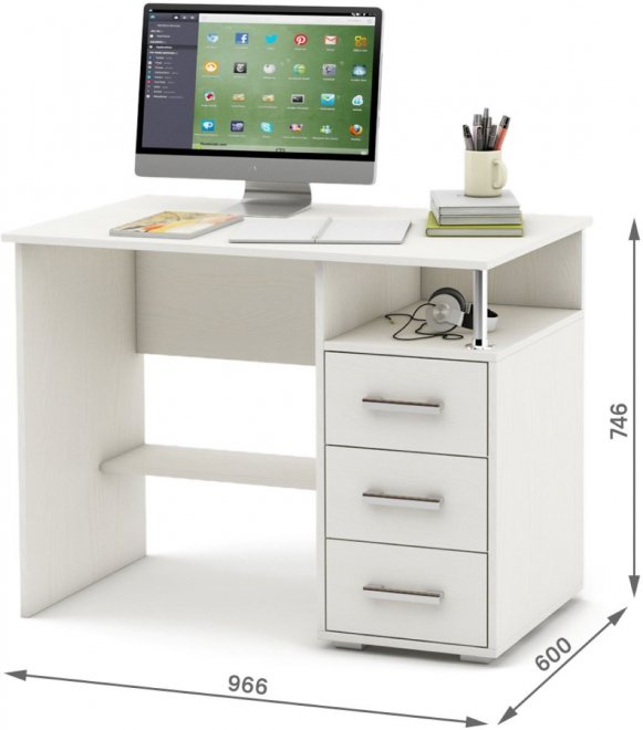 Компьютерный стол Амбер-3 белый