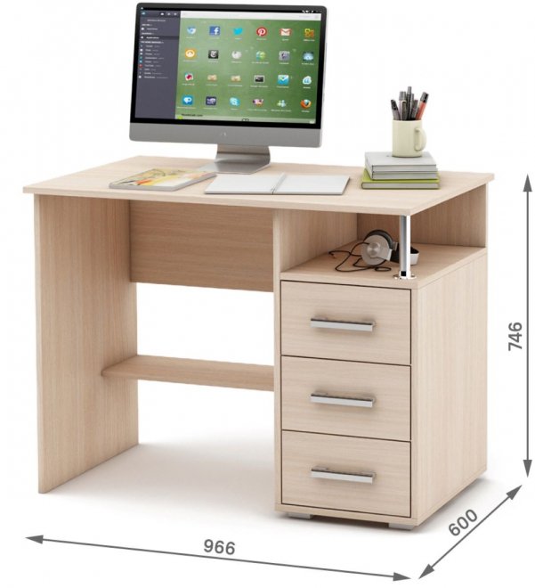 Компьютерный стол Амбер-3 дуб молочный