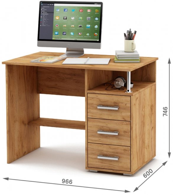 Компьютерный стол Амбер-3 дуб золотистый