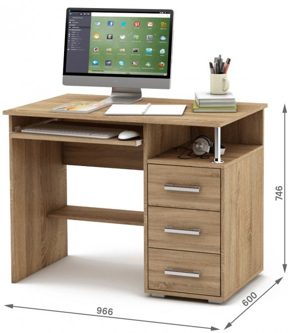 Компьютерный стол Амбер-3К дуб сонома