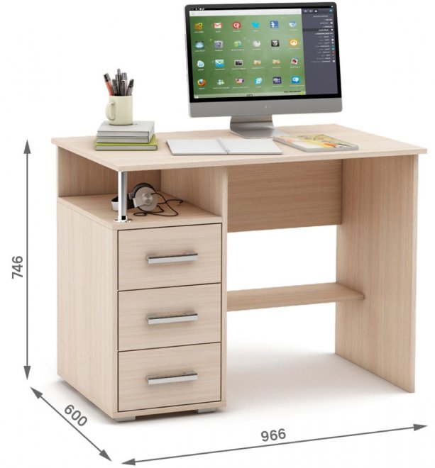 Компьютерный стол Амбер-4 дуб молочный