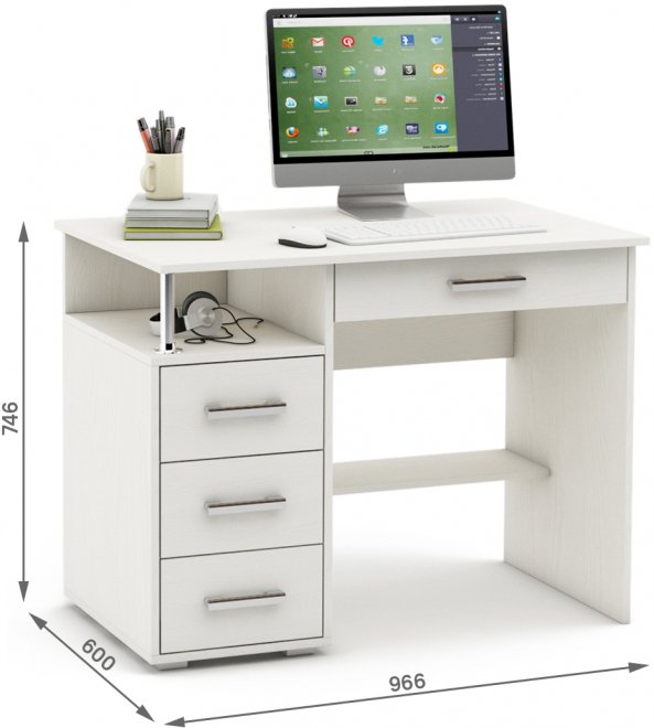 Компьютерный стол Амбер-4Я белый