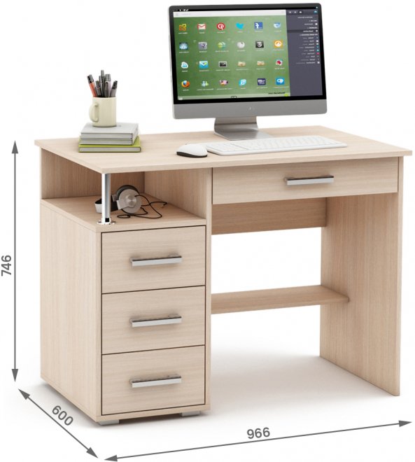 Компьютерный стол Амбер-4Я дуб молочный