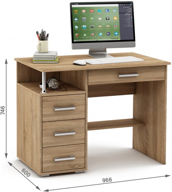 Компьютерный стол Амбер-4Я дуб сонома