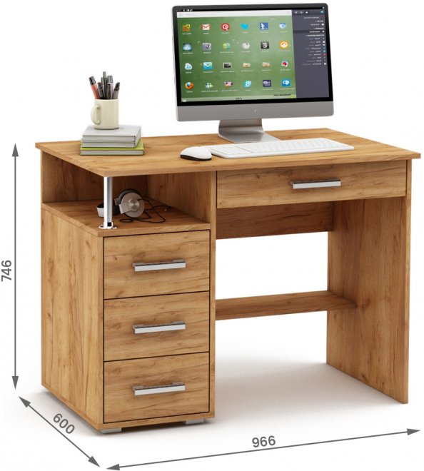 Компьютерный стол Амбер-4Я дуб золотистый