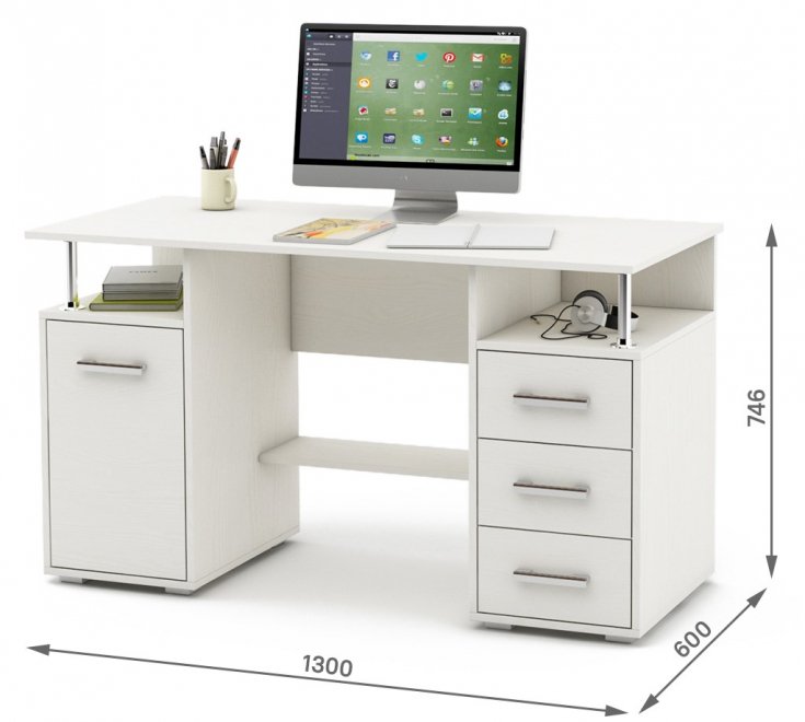 Компьютерный стол Амбер-6 белый
