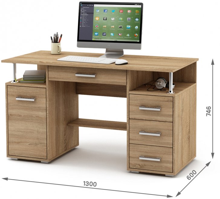 Компьютерный стол Амбер-6Я дуб сонома