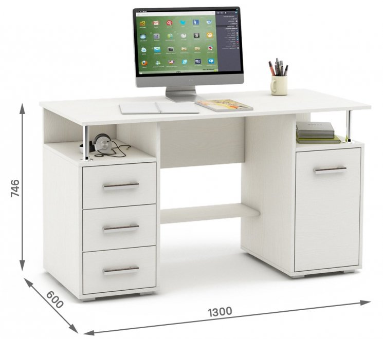 Компьютерный стол Амбер-7 белый