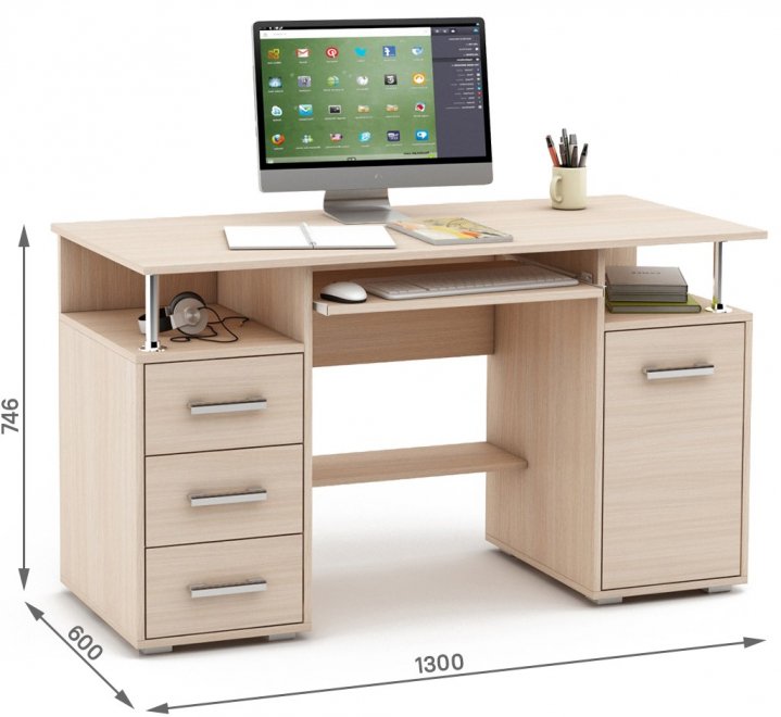 Компьютерный стол Амбер-7К дуб молочный