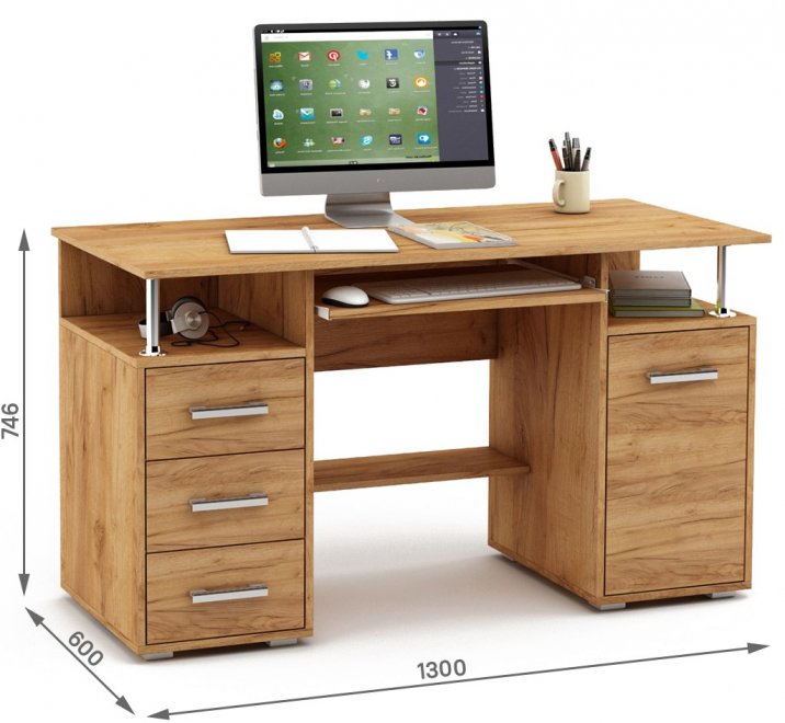 Компьютерный стол Амбер-7К дуб золотистый